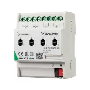 INTELLIGENT ARLIGHT Релейный модуль KNX-704-SW20-DIN (BUS, 4x20A)