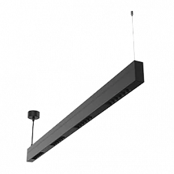 Светодиодный светильник"ВАРТОН" Stellar-Line Comfort Up n Down подвесной 1200х35х75 мм 56 ВТ 3000К RAL9005 черный матовый с линзами 50 градусов двойная засветка